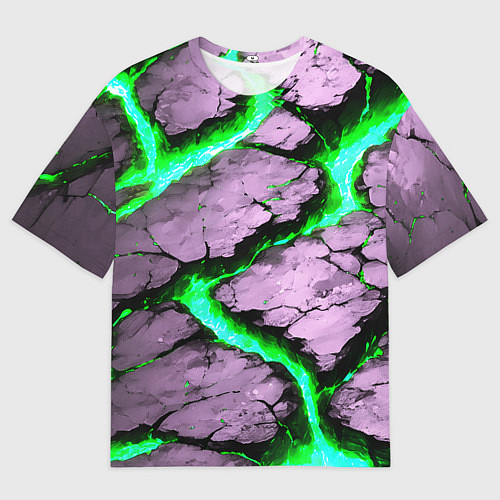 Мужская футболка оверсайз Треснувший камень зелёный / 3D-принт – фото 1
