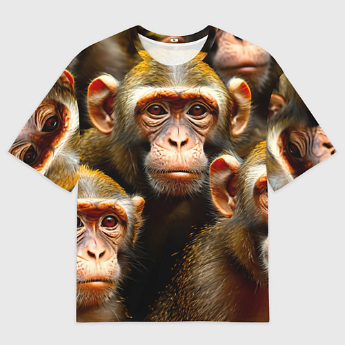 Мужская футболка оверсайз Макаки / 3D-принт – фото 1