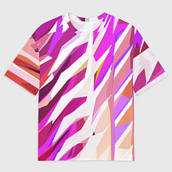 Футболка оверсайз мужская Бело-розовая абстракция, цвет: 3D-принт