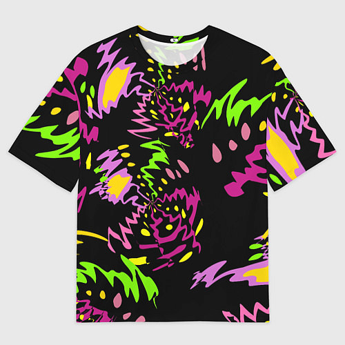 Мужская футболка оверсайз Яркие абстрактные круги-зигзаги / 3D-принт – фото 1