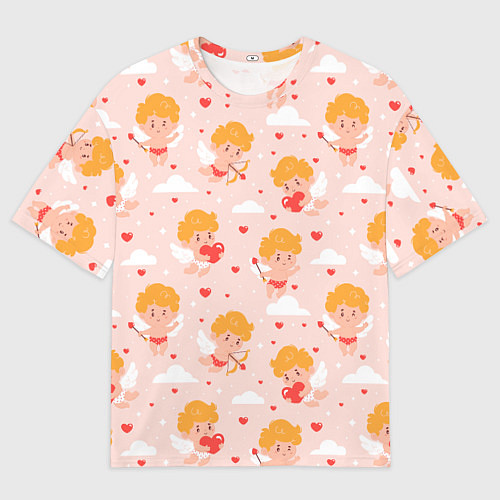 Мужская футболка оверсайз Паттерн с милыми купидонами / 3D-принт – фото 1