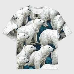 Футболка оверсайз мужская Свора белых медведей, цвет: 3D-принт