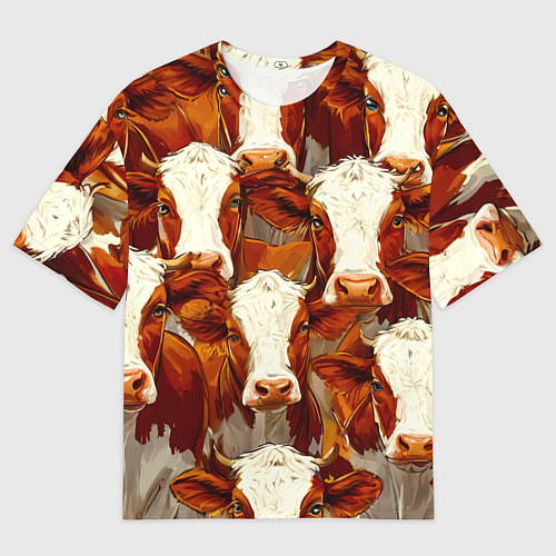 Мужская футболка оверсайз Рыжие коровки / 3D-принт – фото 1