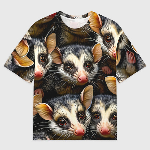 Мужская футболка оверсайз Опоссумовые мордочки / 3D-принт – фото 1