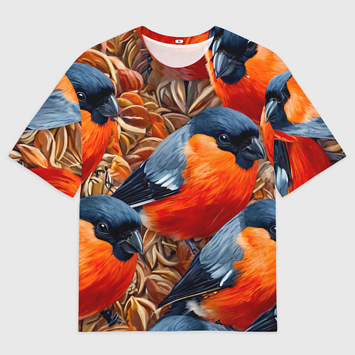 Мужская футболка оверсайз Снегири / 3D-принт – фото 1