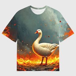 Мужская футболка оверсайз Гусь в огне