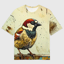 Мужская футболка оверсайз Воробушек