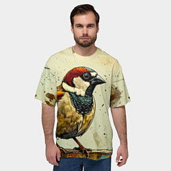 Футболка оверсайз мужская Воробушек, цвет: 3D-принт — фото 2