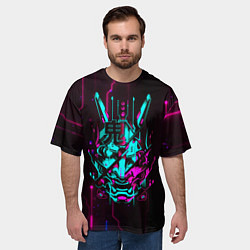 Футболка оверсайз мужская Самурай киберпанк цифровой, цвет: 3D-принт — фото 2