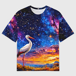 Мужская футболка оверсайз Аист и космос