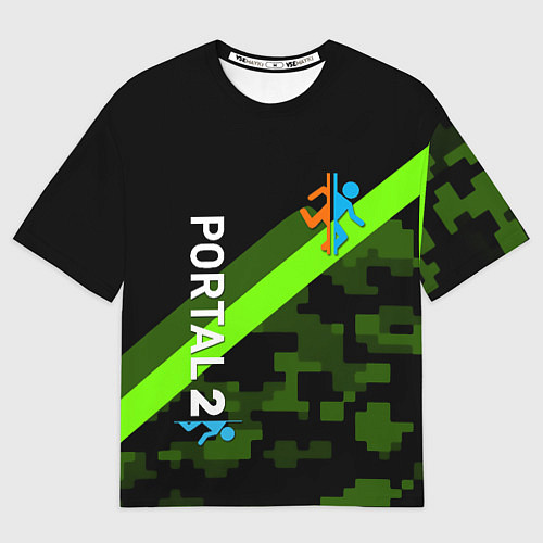 Мужская футболка оверсайз Portal camo steel geometry / 3D-принт – фото 1