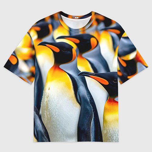Мужская футболка оверсайз Стая пингвинов / 3D-принт – фото 1