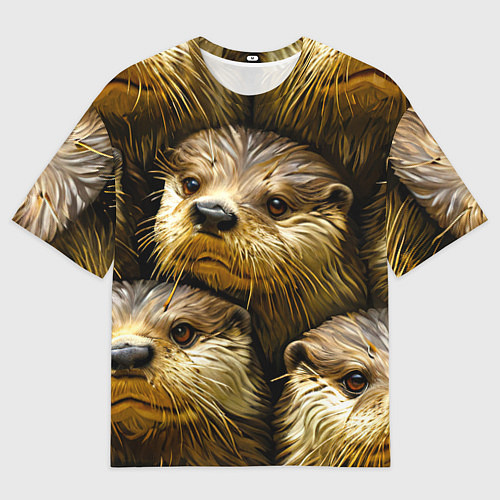 Мужская футболка оверсайз Мордочки выдр / 3D-принт – фото 1