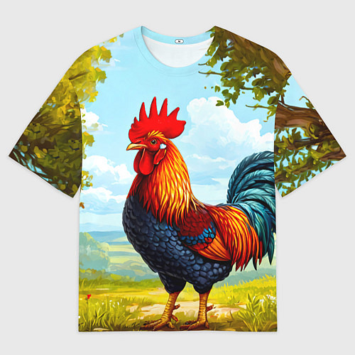 Мужская футболка оверсайз Петушок / 3D-принт – фото 1