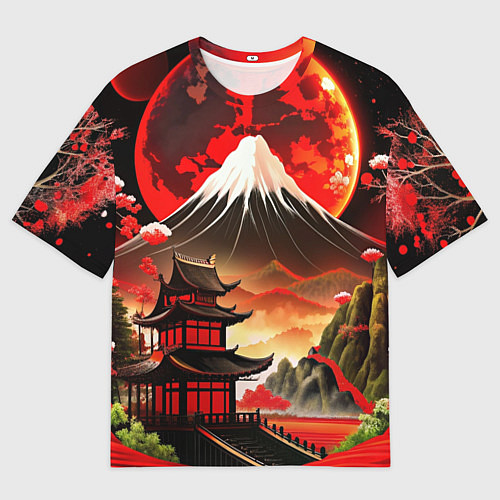 Мужская футболка оверсайз Коллаж Японской природы / 3D-принт – фото 1