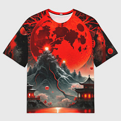 Мужская футболка оверсайз Японская черная гора