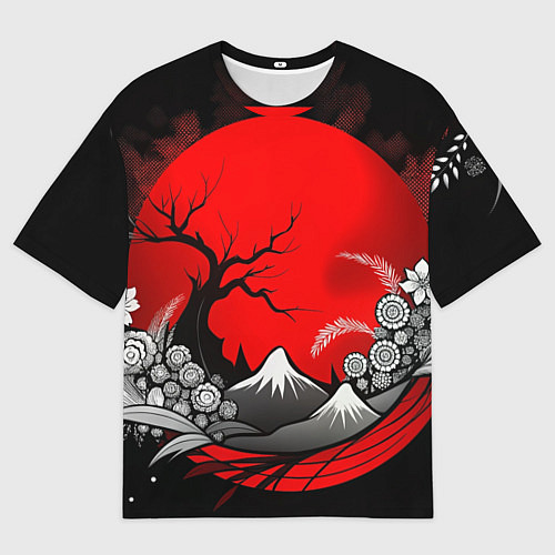 Мужская футболка оверсайз Природа Японии - абстракция / 3D-принт – фото 1