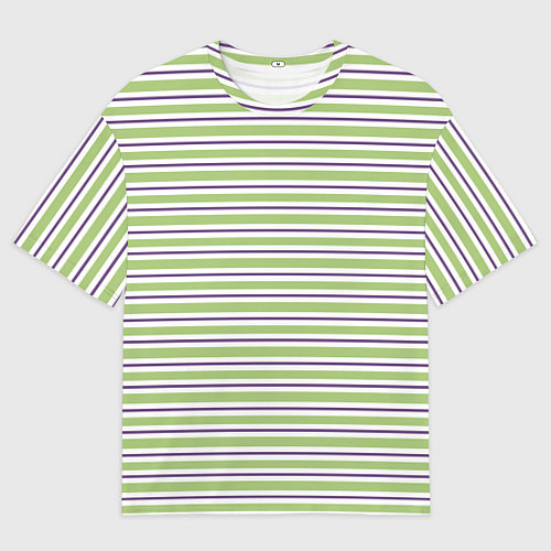 Мужская футболка оверсайз Зелёный с фиолетовой полосой / 3D-принт – фото 1