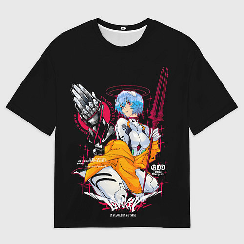 Мужская футболка оверсайз Рей Аянами и копье - Евангелион / 3D-принт – фото 1