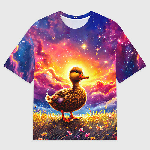 Мужская футболка оверсайз Космическая уточка / 3D-принт – фото 1