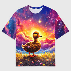 Мужская футболка оверсайз Космическая уточка