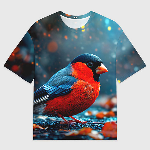 Мужская футболка оверсайз Обыкновенный снегирь / 3D-принт – фото 1