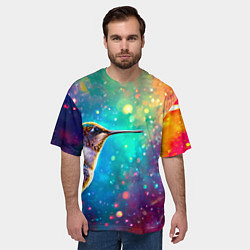 Футболка оверсайз мужская Птичка колибри, цвет: 3D-принт — фото 2
