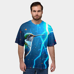 Футболка оверсайз мужская Колибри в грозу, цвет: 3D-принт — фото 2