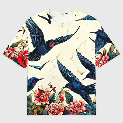 Мужская футболка оверсайз Стая ласточек / 3D-принт – фото 1