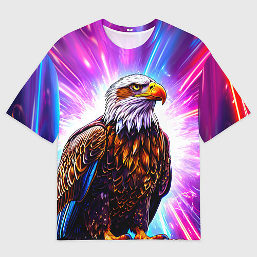Мужская футболка оверсайз Орел в неоновых огнях / 3D-принт – фото 1