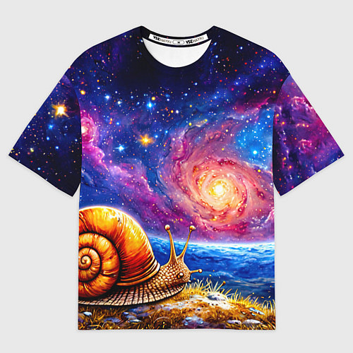 Мужская футболка оверсайз Улитка и космос / 3D-принт – фото 1