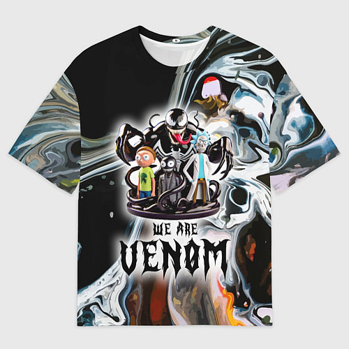 Мужская футболка оверсайз Морти и Рик под властью ядовитой слизи - коллаба / 3D-принт – фото 1