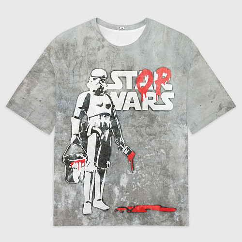 Мужская футболка оверсайз Banksy - stop wars / 3D-принт – фото 1