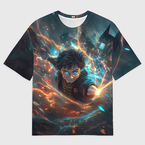 Мужская футболка оверсайз Гарри Поттер - вихрь магии / 3D-принт – фото 1
