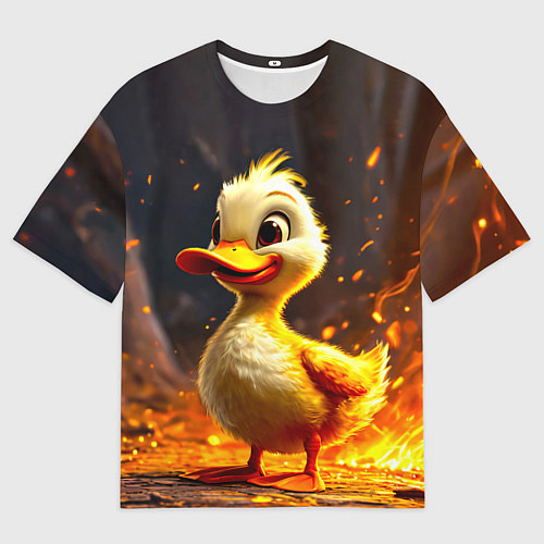 Мужская футболка оверсайз Утенок в огне / 3D-принт – фото 1