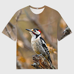 Мужская футболка оверсайз Дятел в лесу
