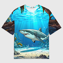 Мужская футболка оверсайз Акула в океане