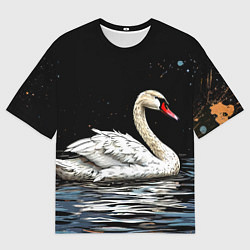 Футболка оверсайз мужская Белый лебедь ночью, цвет: 3D-принт