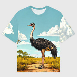 Мужская футболка оверсайз Страус в природе