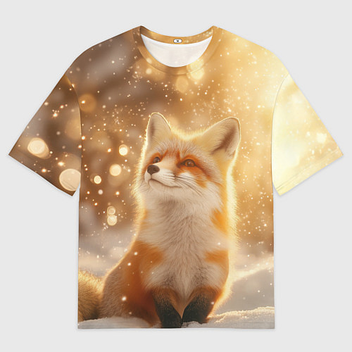 Мужская футболка оверсайз Довольная рыжая лисичка / 3D-принт – фото 1