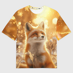 Футболка оверсайз мужская Рыжая лисица в лесу, цвет: 3D-принт