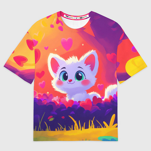 Мужская футболка оверсайз Влюбленный милый песец / 3D-принт – фото 1