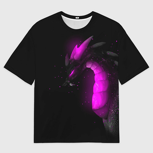 Мужская футболка оверсайз Дракон неоновый / 3D-принт – фото 1