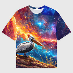 Футболка оверсайз мужская Пеликан в космосе, цвет: 3D-принт