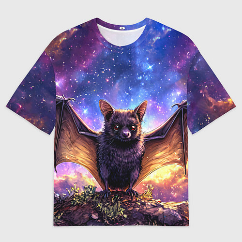 Мужская футболка оверсайз Летучая мышь в космосе / 3D-принт – фото 1