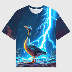 Мужская футболка оверсайз Гусь и разряд молнии