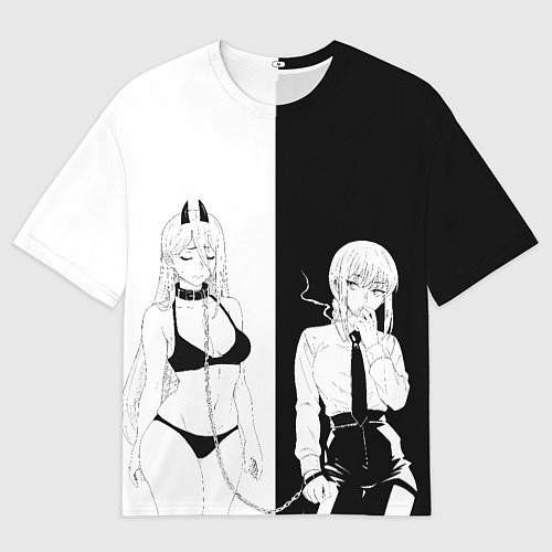 Мужская футболка оверсайз Пауэр и мисс Макима -Человек бензопила / 3D-принт – фото 1