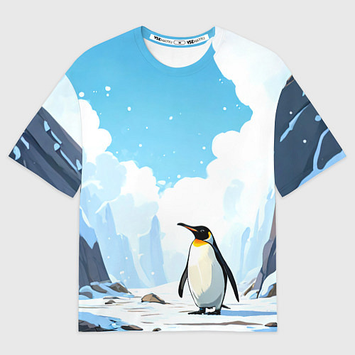 Мужская футболка оверсайз Пингвин в Антарктиде / 3D-принт – фото 1