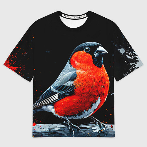 Мужская футболка оверсайз Огромный снегирь / 3D-принт – фото 1