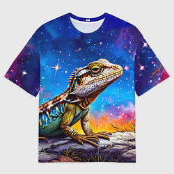 Футболка оверсайз мужская Ящерица в космосе, цвет: 3D-принт